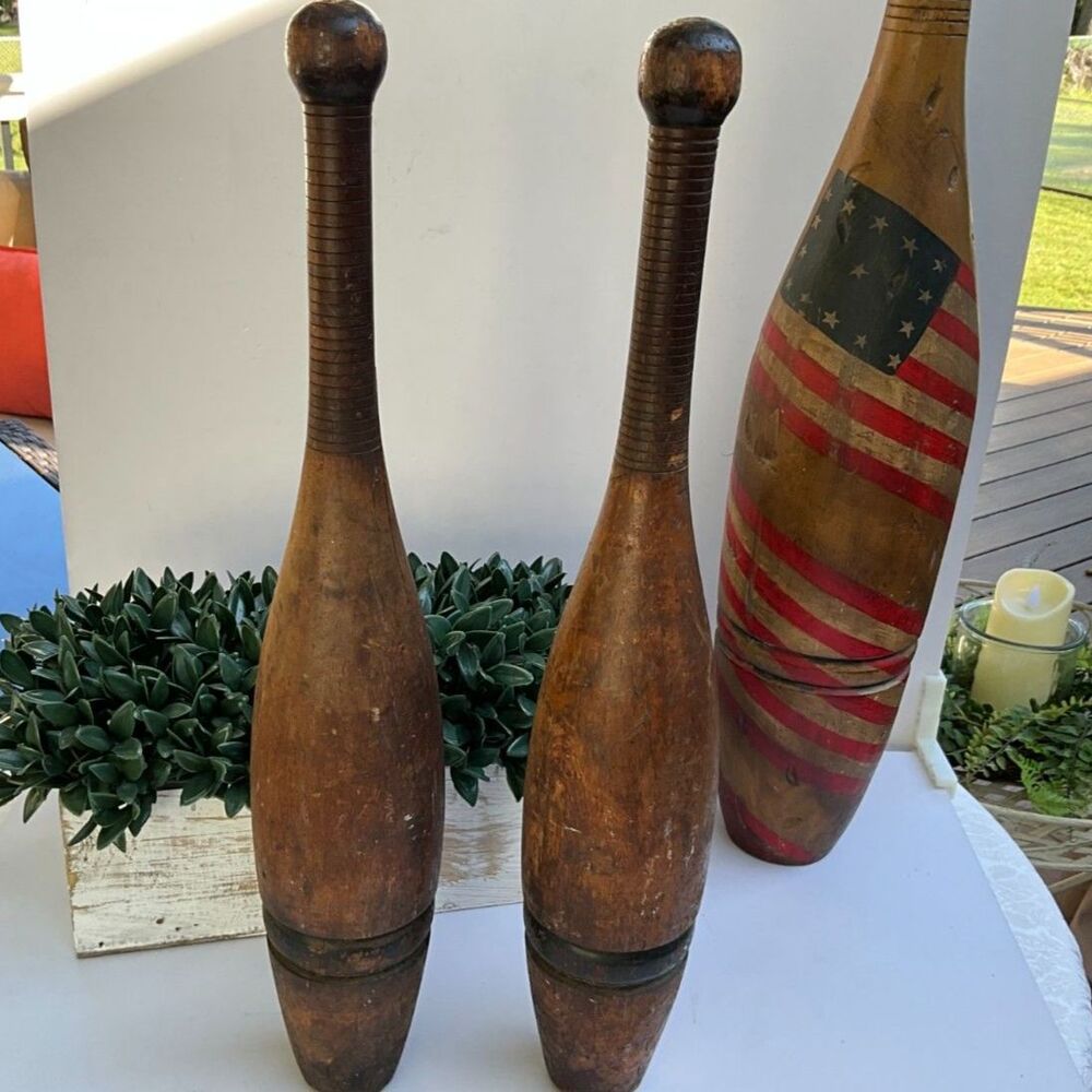 Vintage pair of wooden Indian Clubs Beautiful Patina Must See!